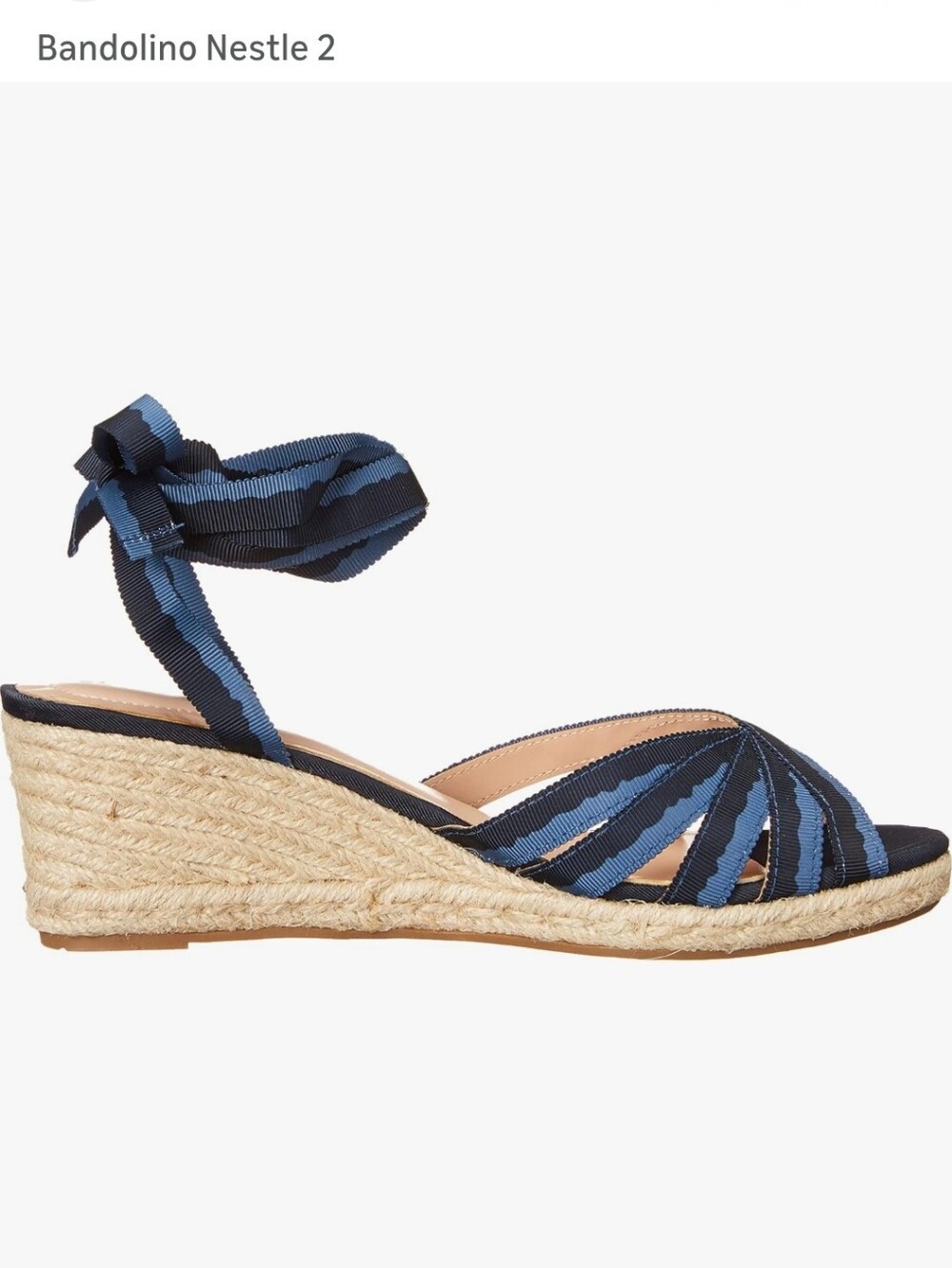 Bandolino Nestle 2 Blue Ribbon Espadrille Wedge Sandals Lace Up Ankle Tie 8.5 - Picture 5 of 15